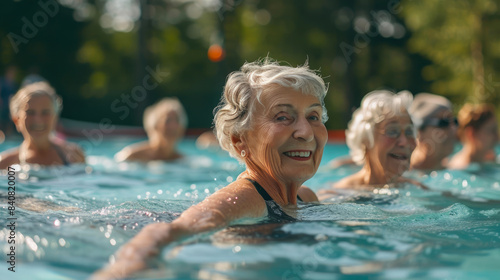 Aqua Fitness for Seniors: Fun and Refreshing Workout © AIproduction