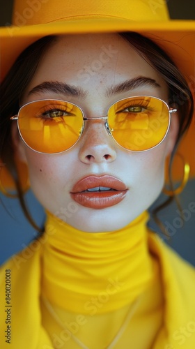Woman Wearing Black Framed Sunglasses With Red Lenses and a White Shirt