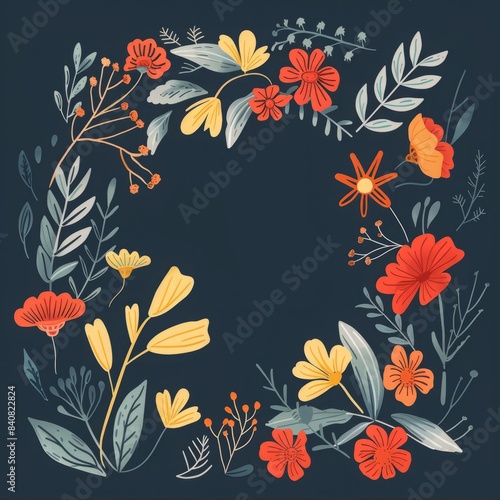 Wallpaper Mural flat illustration flower frame. Torontodigital.ca
