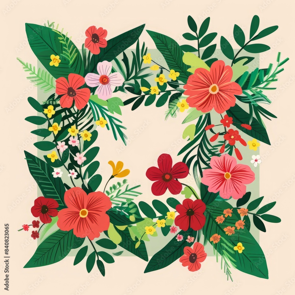 flat illustration flower frame. flat illustration flower frame.