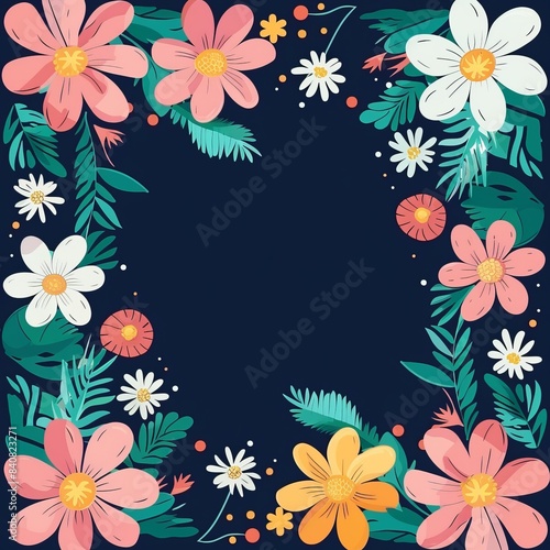 flat illustration flower frame.