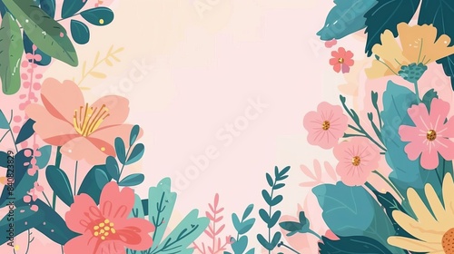 flat illustration flower frame.