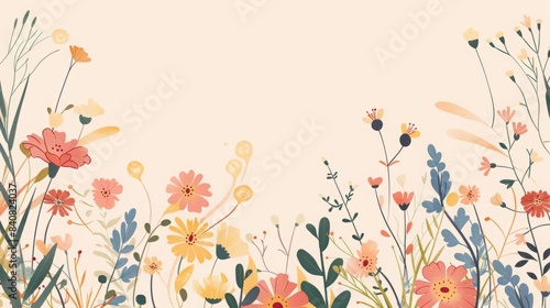 flat illustration flower frame.