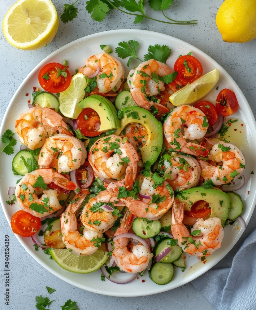 Fresh Shrimp Salad With Avocado, Tomatoes, and Red Onion Fresh Shrimp Salad With Avocado, Tomatoes, and Red Onion