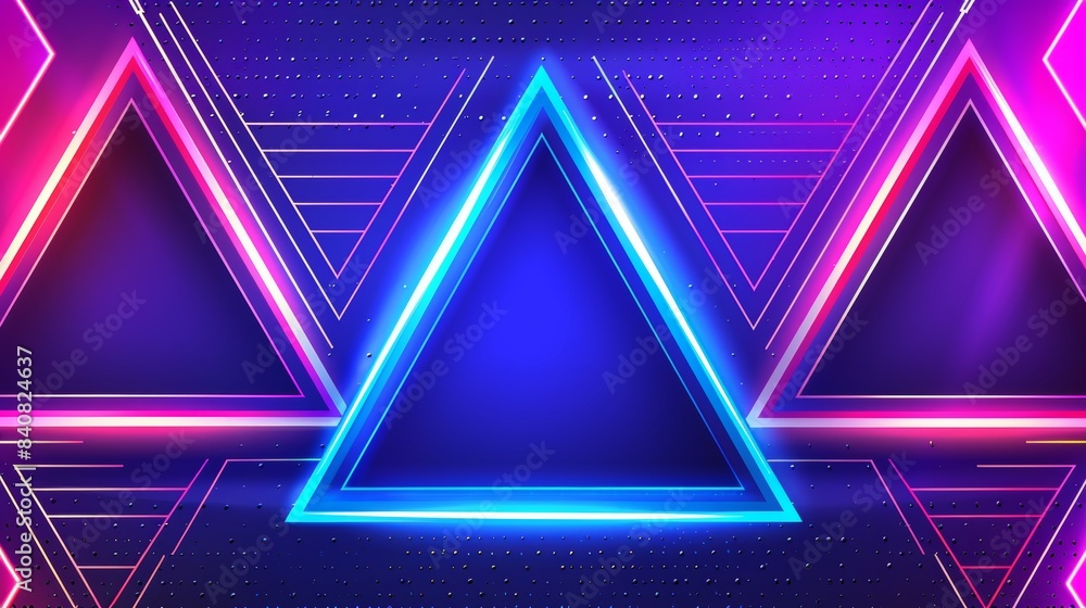 Vivid neon triangles on a futuristic cyberpunk background Vivid neon triangles on a futuristic cyberpunk background