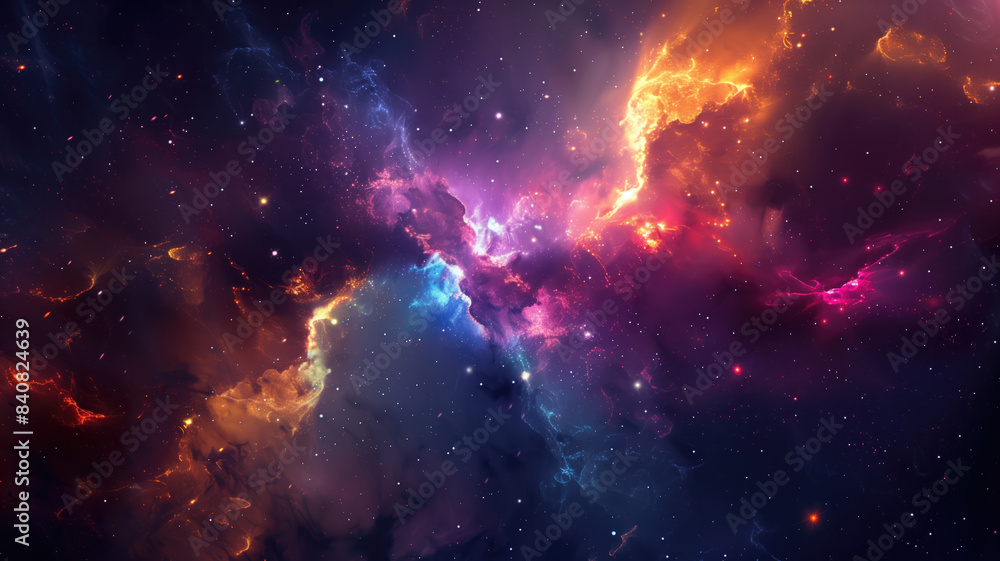 Naklejka premium Colorful space galaxy cloud nebula Stary night cosmos.generative.ai