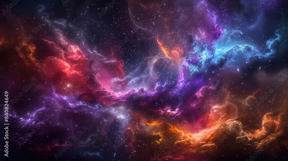 Naklejka premium Colorful space galaxy cloud nebula Stary night cosmos.generative.ai