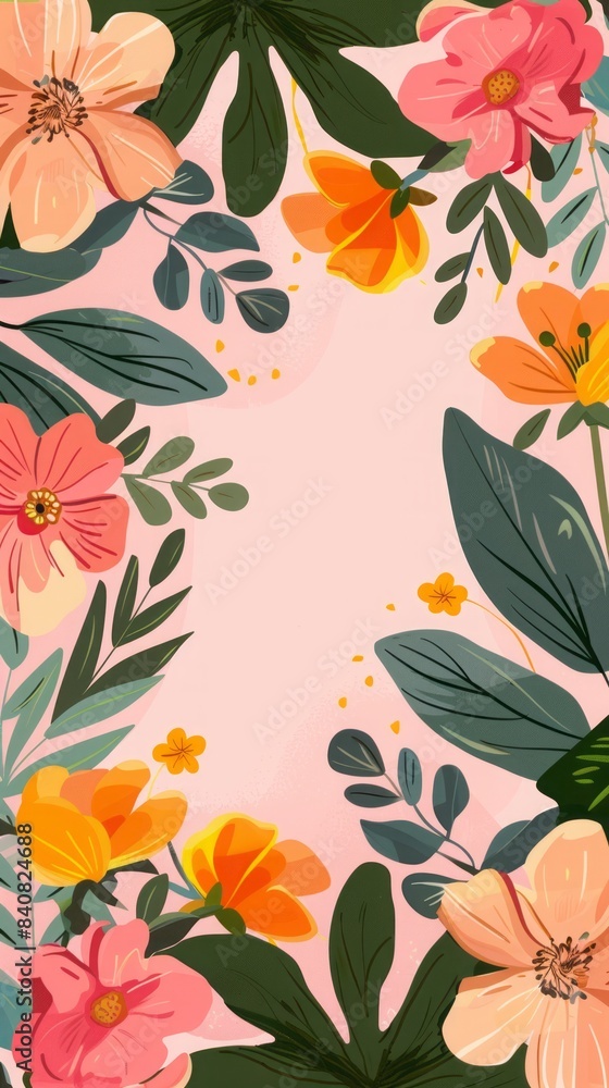 flat illustration flower frame.