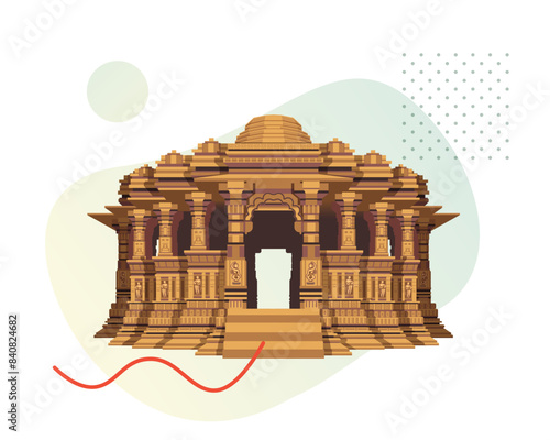 Sun Temple Modhera, Gujarat - Stock Illustration