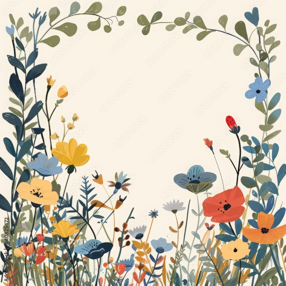flat illustration flower frame. flat illustration flower frame.