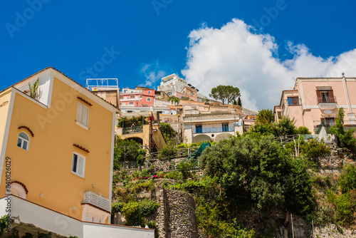 Vacation in Italy. Touristic places, enjoying vacation sun and views. Inspiration Positano, Amalfi coast