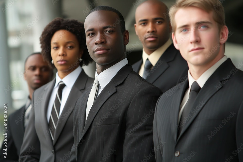 A group of business professionals in suits standing together A group of business professionals in suits standing together