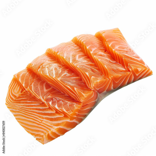 Fresh Salmon Uncooked Steak Showcased on White Background