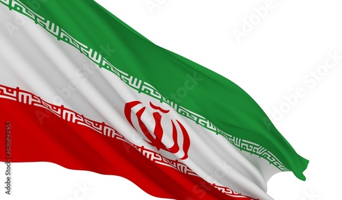 Iran Waving Flag on a white background - Iranian - 3D Render