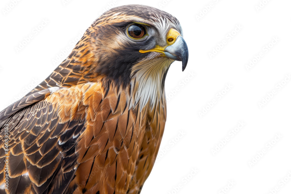 Stunning Falcon Portrait: Isolated Background Stunning Falcon Portrait: Isolated Background