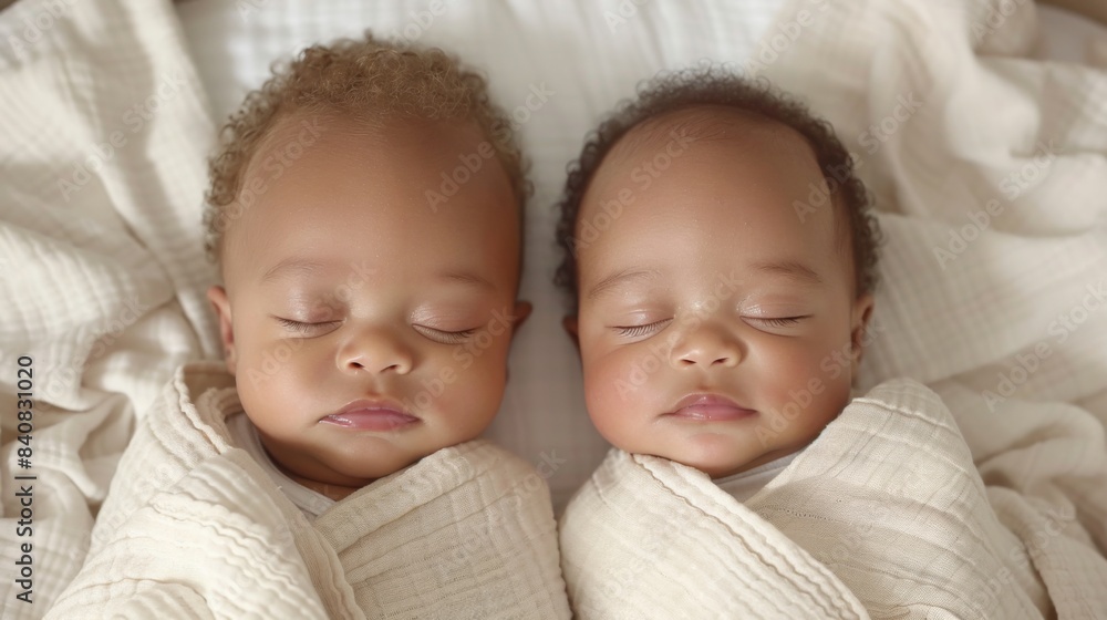 Depict the wonder of discovery as multi-ethnic newborn children explore the world together, their innocent curiosity sparking new adventures and Depict the wonder of discovery as multi-ethnic newborn children explore the world together, their innocent curiosity sparking new adventures and