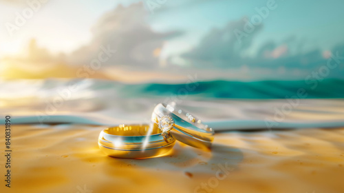 Golden Ring Shines Bright on Serene Sunset Beach