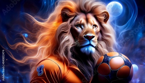 An orange soccer lion
