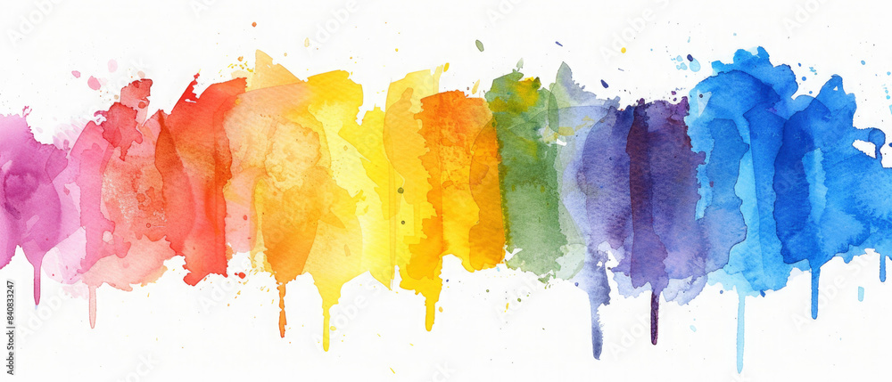 custom made wallpaper toronto digitalCloseup of watercolor paint colorful rainbow colored stripes in line isolated on white background 