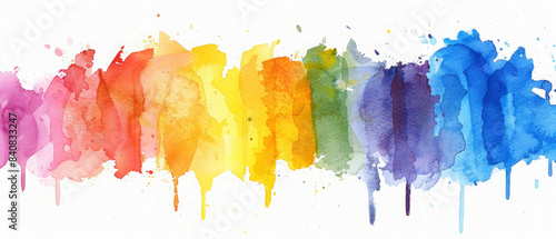 Wallpaper Mural Closeup of watercolor paint colorful rainbow colored stripes in line isolated on white background  Torontodigital.ca