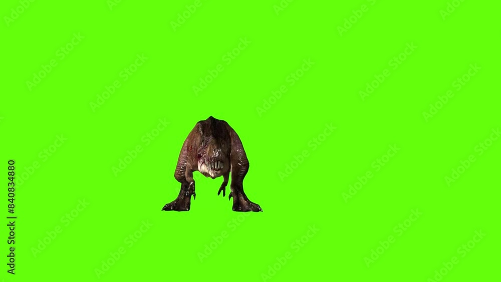 T.rex dinosaur hit head green screen animation 3D rendering. T.rex dinosaur hit head green screen animation 3D rendering.