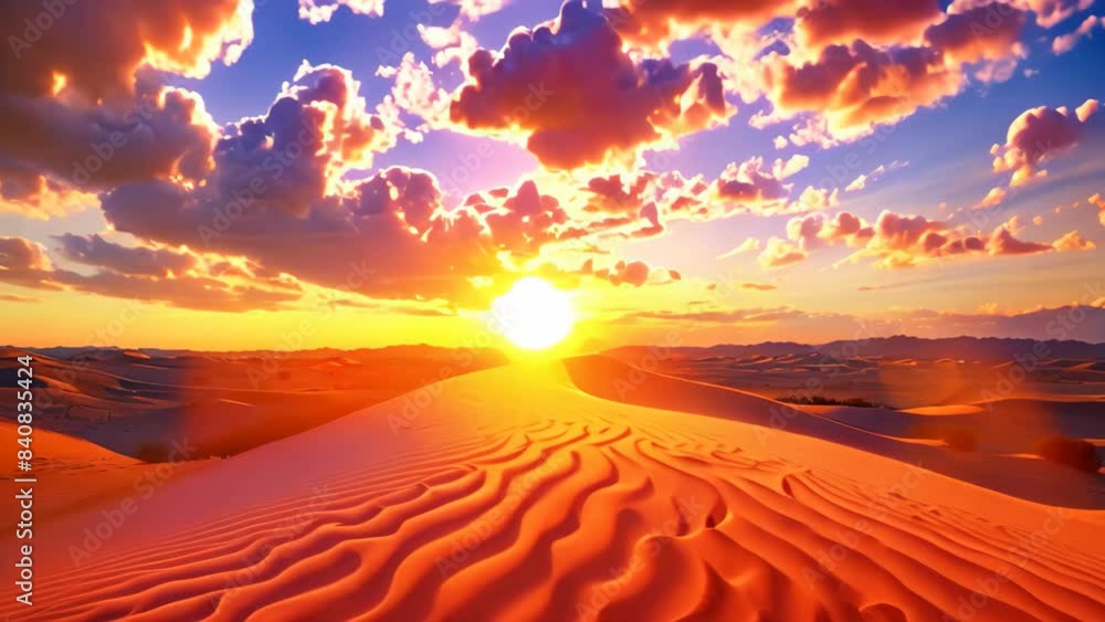 The sun dips below the horizon, casting long shadows over the desert landscape, A vibrant sunset over a vast desert, casting long shadows across the sand dunes The sun dips below the horizon, casting long shadows over the desert landscape, A vibrant sunset over a vast desert, casting long shadows across the sand dunes