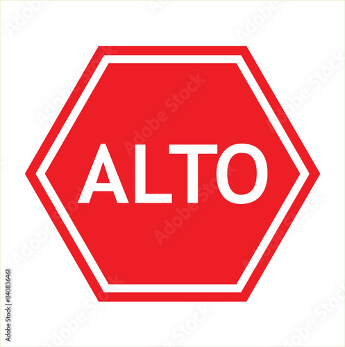 Free Download   ALTO  mexican stop sing . Traffic warning symbol vector illustration - GFXLoad