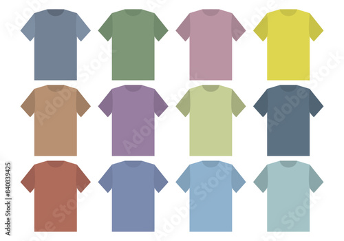 Hoja de iconos de varias camisas en fondo blanco.