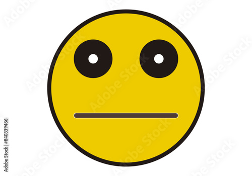 Emoticono de cara amarilla neutro en fondo blanco.