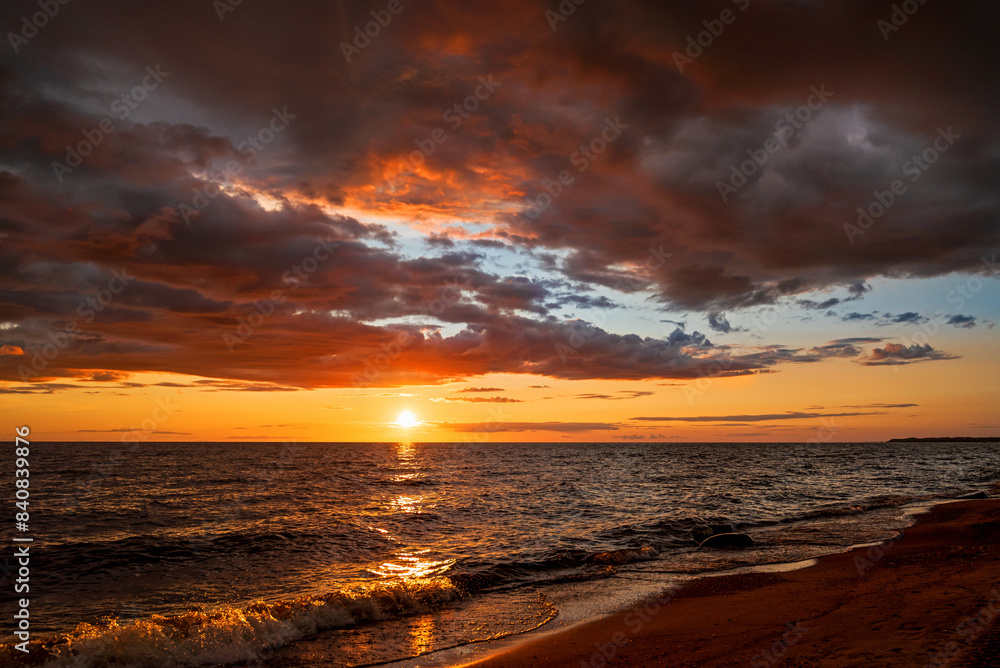 Summer sunset on Lake Peipus. Pskov region Summer sunset on Lake Peipus. Pskov region
