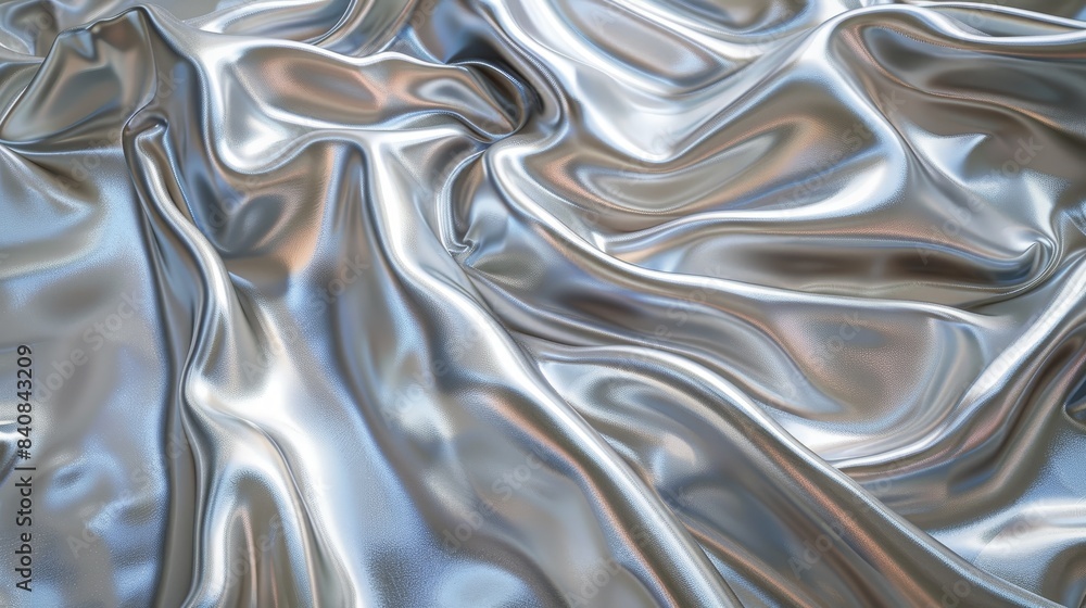 Abstract Silver Fabric Draped And Shimmering In The Light