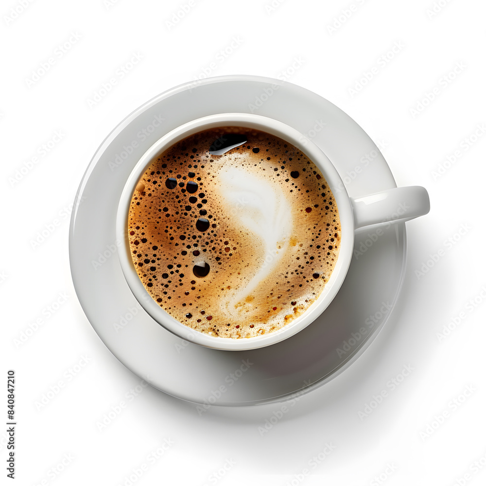 Cappuccino cup isolated top view isolated on white background Cappuccino cup isolated top view isolated on white background