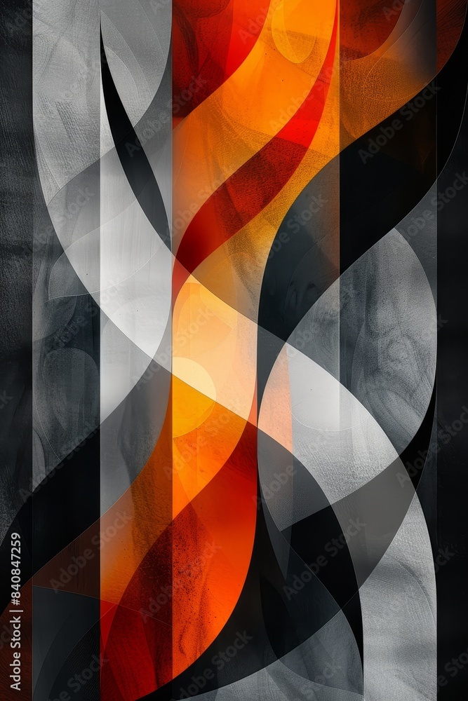 Abstract Orange, Red, Gray, And Black Curved Shapes Abstract Orange, Red, Gray, And Black Curved Shapes