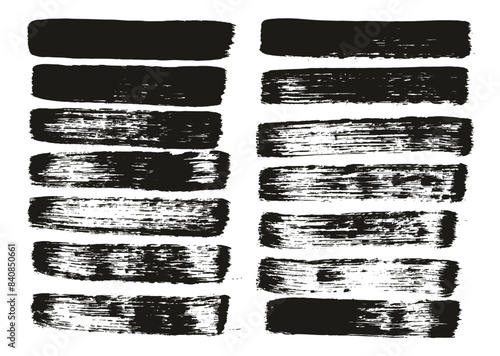 Hand Drawn Flat Paint Brush Thick Straight Lines High Detail Abstract Vector Background Set 