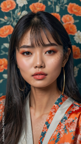 Stunning portrait of a beautiful asian female influencer and model