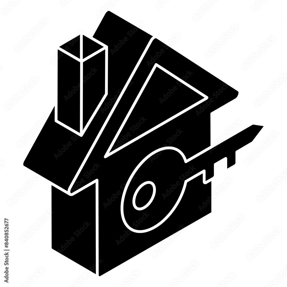 Conceptual flat design icon of home key Conceptual flat design icon of home key
