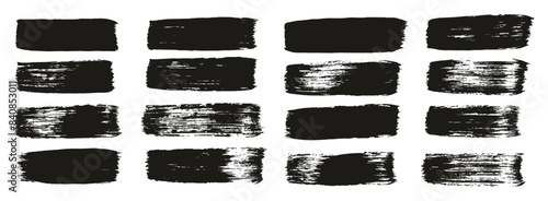 Hand Drawn Flat Paint Brush Thick Straight Lines High Detail Abstract Vector Background Set 