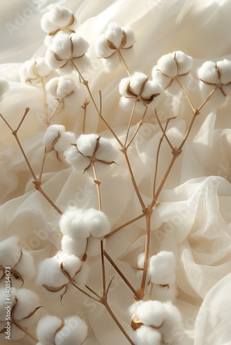 soft white or light pastel color to convey purity and softness. feature a close-up of fluffy, natural cotton bolls.  photo