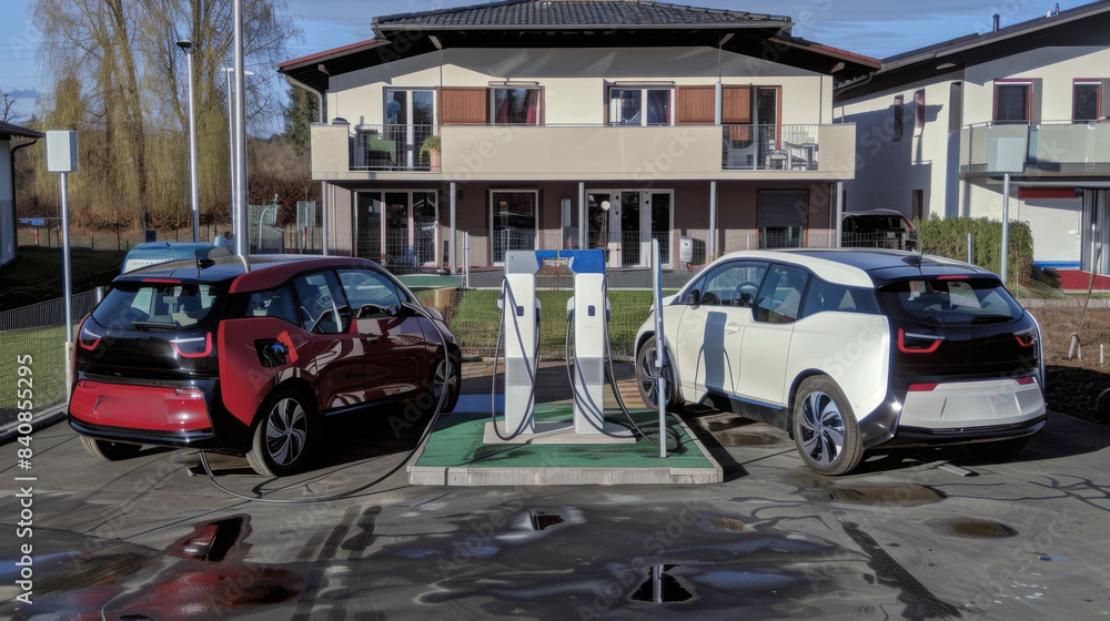 electric car charging at a home in the usa