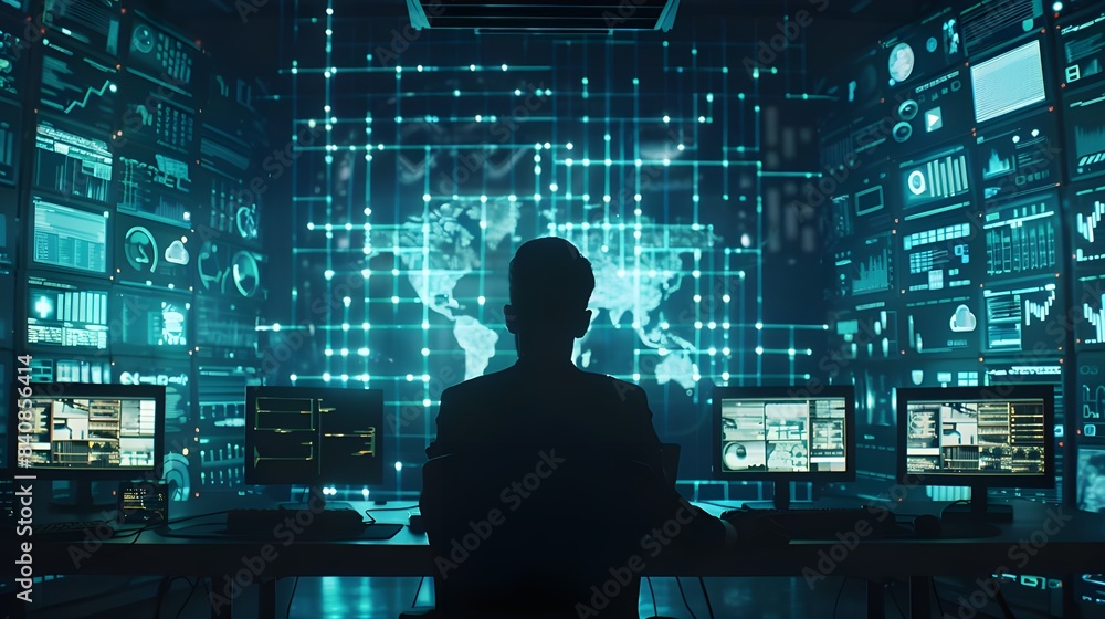 Data Analyst in a High-Tech Control Room Data Analyst in a High-Tech Control Room