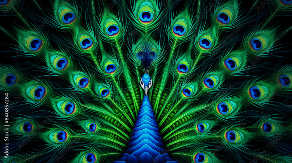 Obraz premium Peacock Pattern Background, Texture, Wallpaper, Background, Cell Phone Cover and Screen, Smartphone, Computer, Laptop, 16:9 Format - PNG