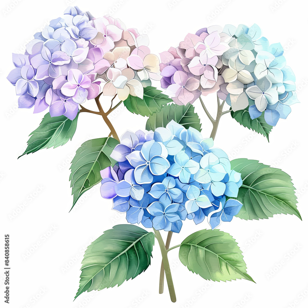 Hydrangea flowers isolated on white Hydrangea flowers isolated on white