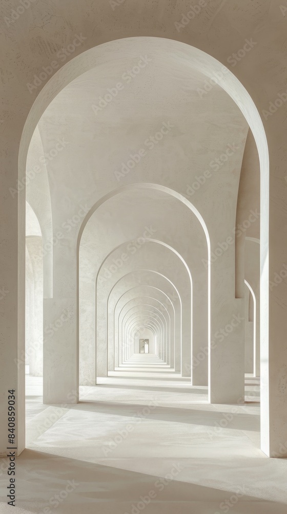 White Arched Corridor in Modern Architecture