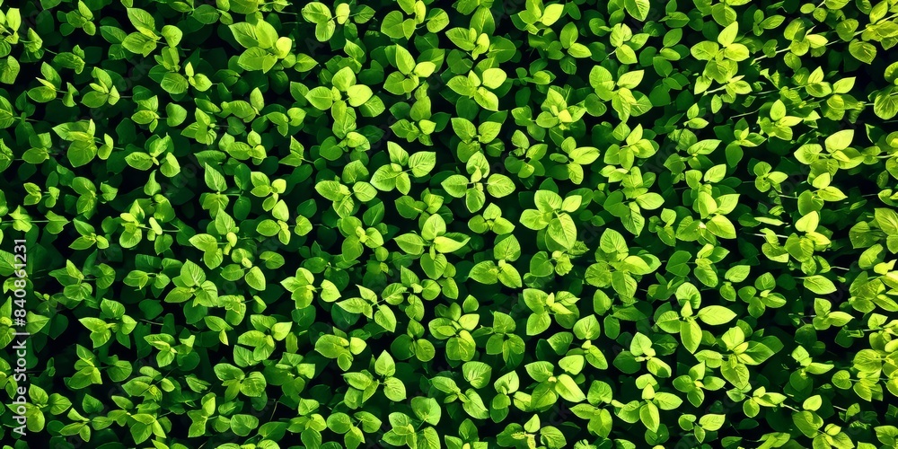 A top down perspective of a lush soybean farm shows an abundant and densely planted soy crop, Generative AI A top down perspective of a lush soybean farm shows an abundant and densely planted soy crop, Generative AI