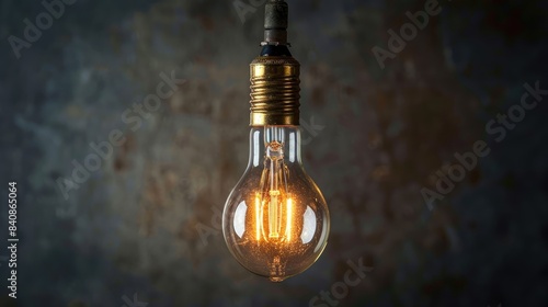 Warm colored and active bulb on a dark background
