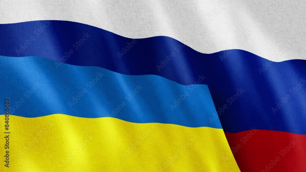 Ukraine and Russia. Friends and enemies in times of global conflicts - high quality CG animated background of national flags representing political and military relationships and alliances Ukraine and Russia. Friends and enemies in times of global conflicts - high quality CG animated background of national flags representing political and military relationships and alliances