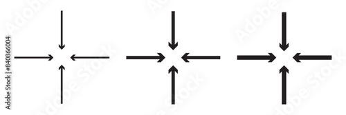 Inward arrow icon vector. Four Arrows icon sign symbol vector. Arrow pointing center vector icon illustration isolated. 11:11