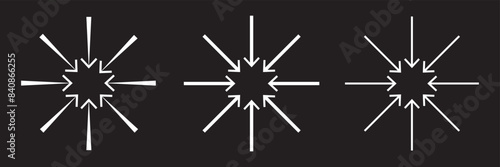 Inward arrow icon vector. Four Arrows icon sign symbol vector. Set of Arrow pointing centre.  11:11