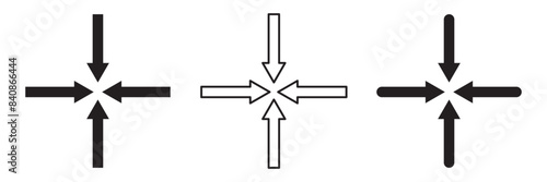 Inward arrow icon vector. Four Arrows icon sign symbol vector. Arrow pointing center vector icon illustration isolated.