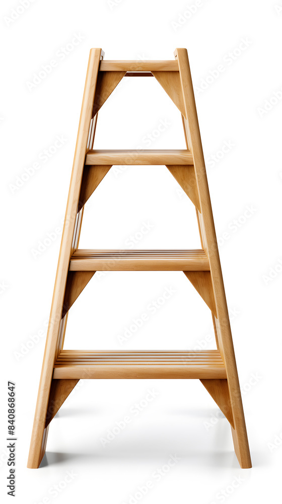 Wooden step ladder isolated on white background
